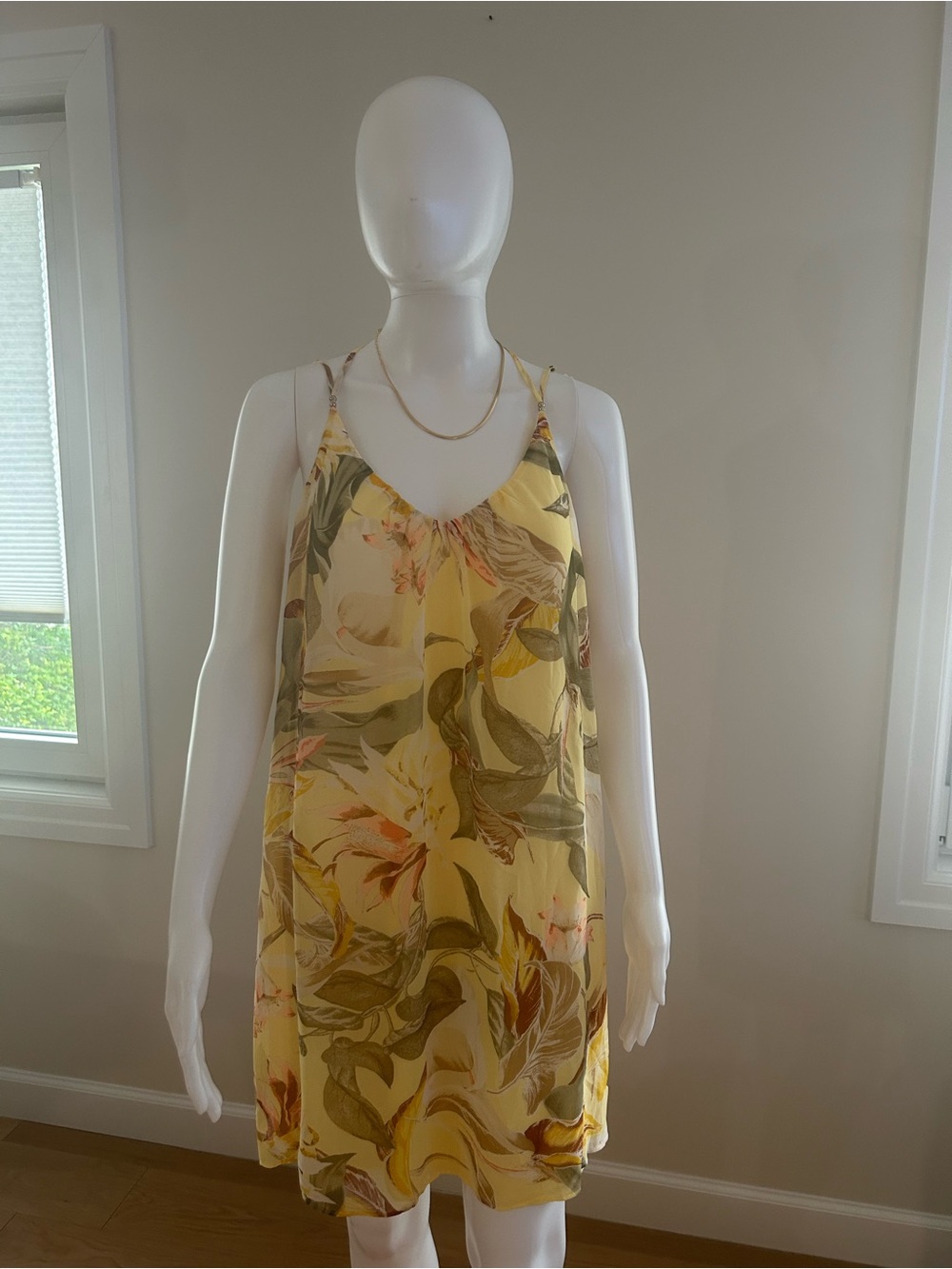White House Black Market Yellow Floral Slip Dress
